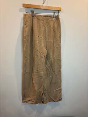 Coco & Yves Women's Pinstripe Wide-Leg Trousers in Beige